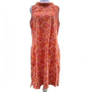 Talbots Collared Sleeveless Paisley Cotton Pullover Stretchy Casual Dress EUC XL